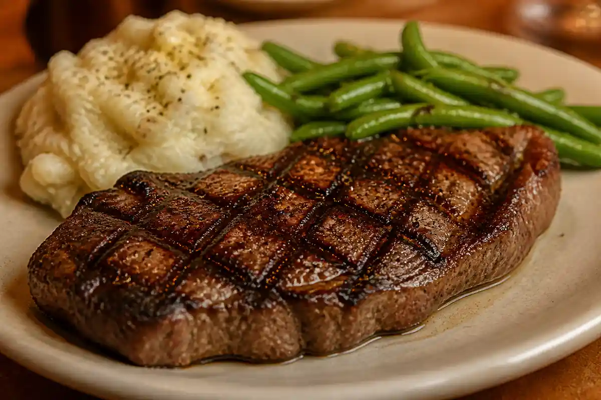 Hand-cut sirloin steak with sides
